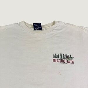 Vintage Camp David Smugglers Notch Vermont T-Shirt Mens Large White Ski Graphic